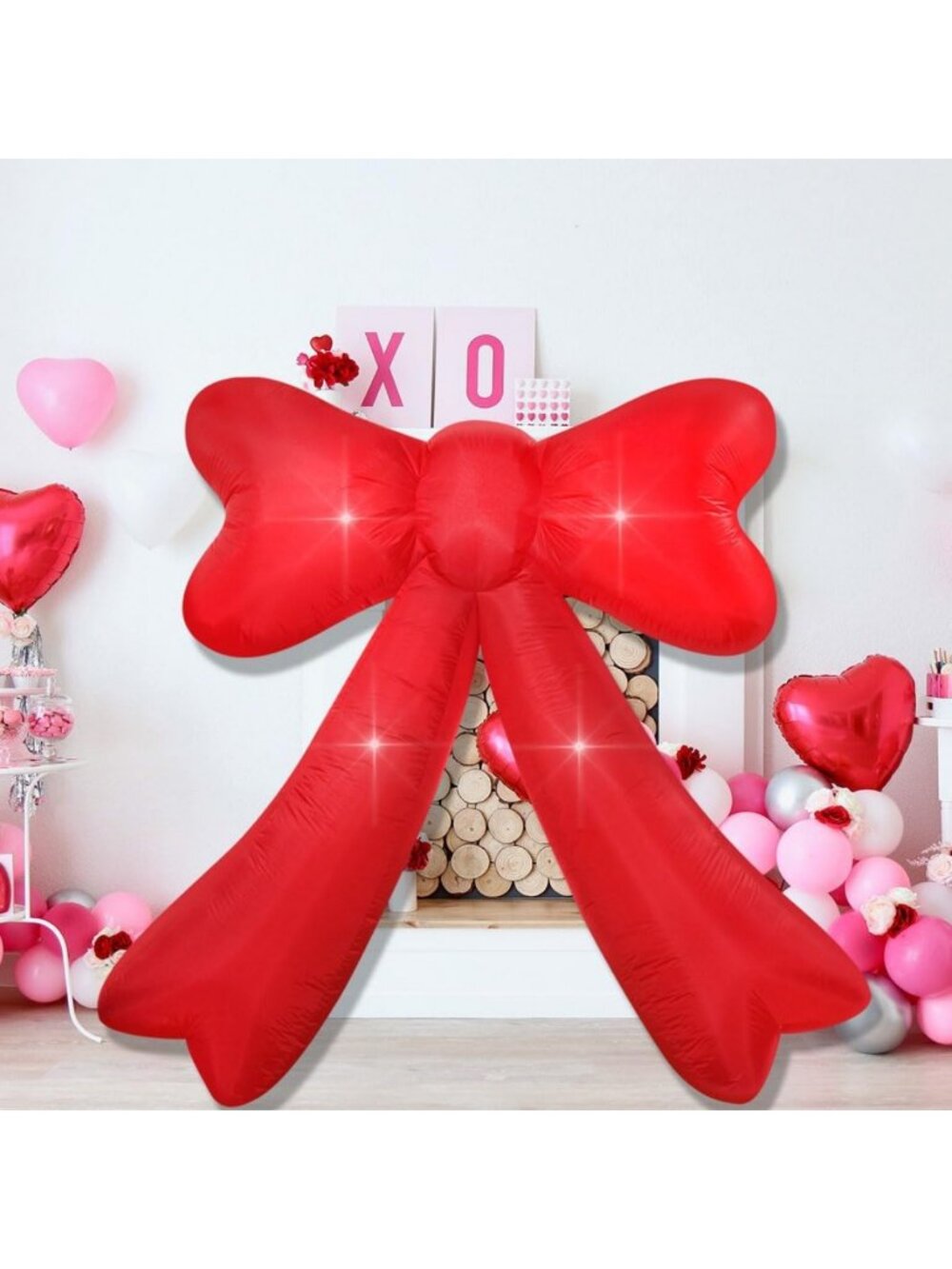 Giant 7FT Lighted Red Bow Inflatable Decoration for Holiday Parties & Events